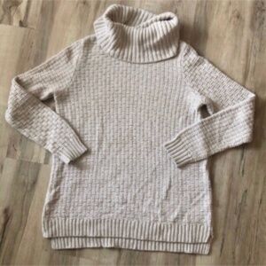 Hilary Radley Textured Cream Turtleneck Sweater